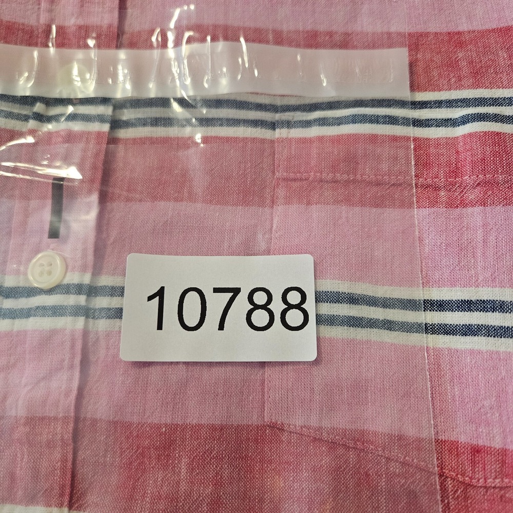 J Crew Linen Blend Shirt Top Women XL Button Up Long Sleeve Pink Red Striped - Picture 12 of 12